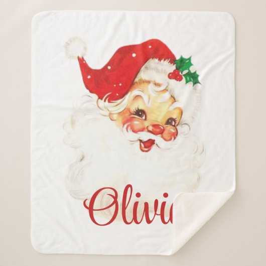 1950s  Retro Sinterklaas Aangepaste Kerstmis Sherpa Deken (Voorkant)