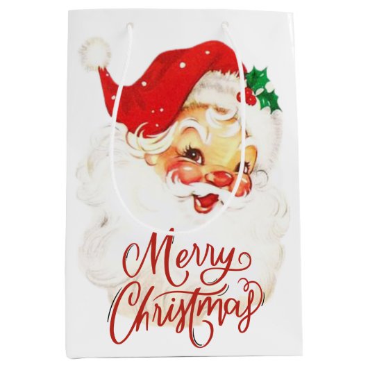 1950s Retro Sinterklaas Kerstmis Medium Cadeauzakje (Voorkant)