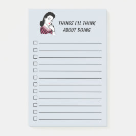 1950's Retro Vrouw Checklist, blauw Post-it® Notes