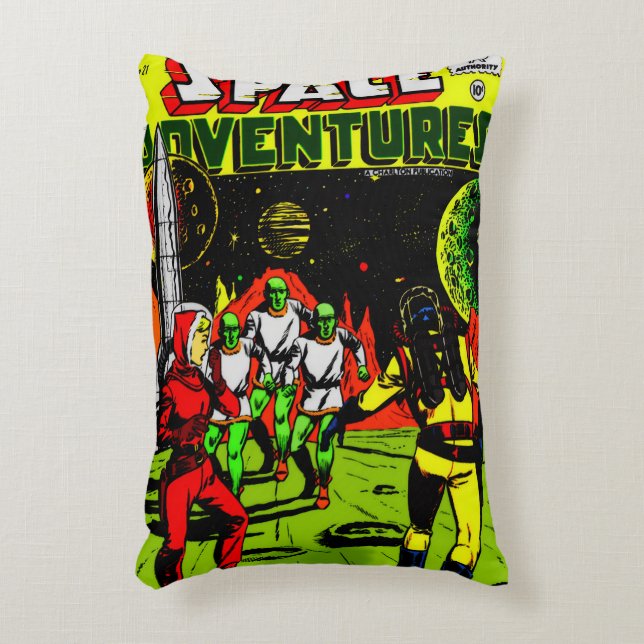 1950's SPACE Adventures Comic Pillow Accent Kussen (Voorkant(Verticaal))