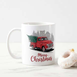 1950s-stijl Classic truck Kerstmis Koffiemok