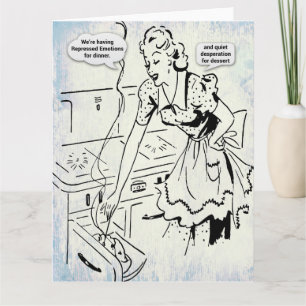 1950s stijl sassy huisvrouw groet kaart