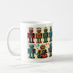 1950's stijl speelgoed robots koffiemok