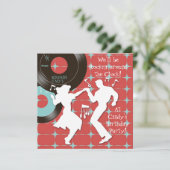 1950's Thema Verjaardagsfeest Uitnodigingen (Staand voorkant)