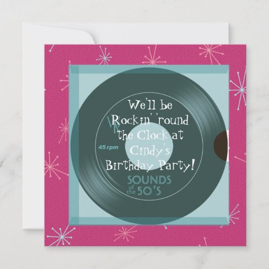 1950's Theme Birthday Invitations (Devant)