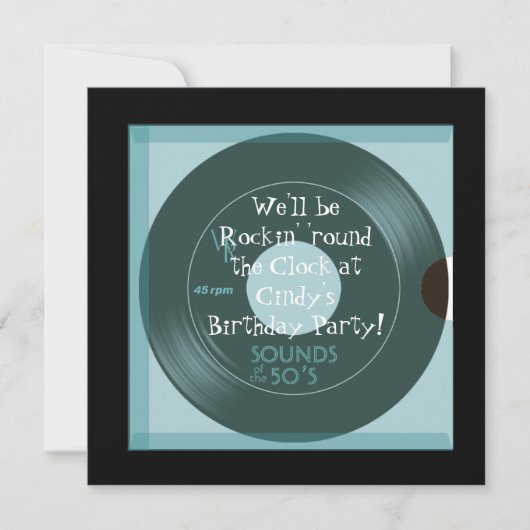 1950's Theme Birthday Invitations (Devant)