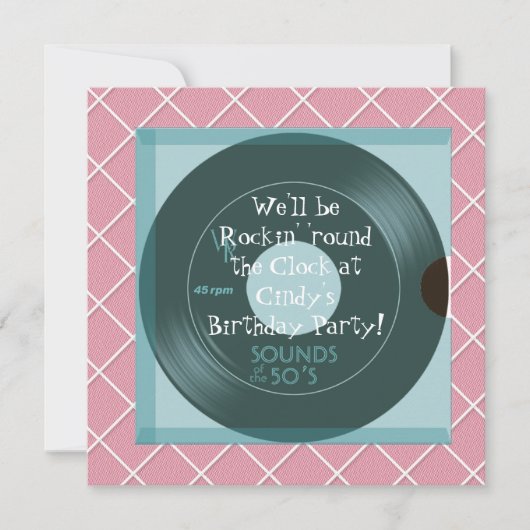 1950's Theme Birthday Invitations (Devant)