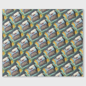 1950s typemachine en afbeelding cadeaupapier (Vlak)