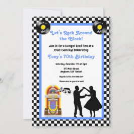 1950s Uitnodiging, Sock Hop, Rock and Roll, 50s Kaart