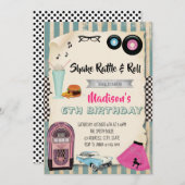 1950s verjaardagsfeest uitnodiging (Voorkant / Achterkant)
