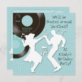 1950's verjaardagsfeest uitnodiging (Voorkant / Achterkant)