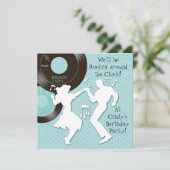 1950's verjaardagsfeest uitnodiging (Staand voorkant)