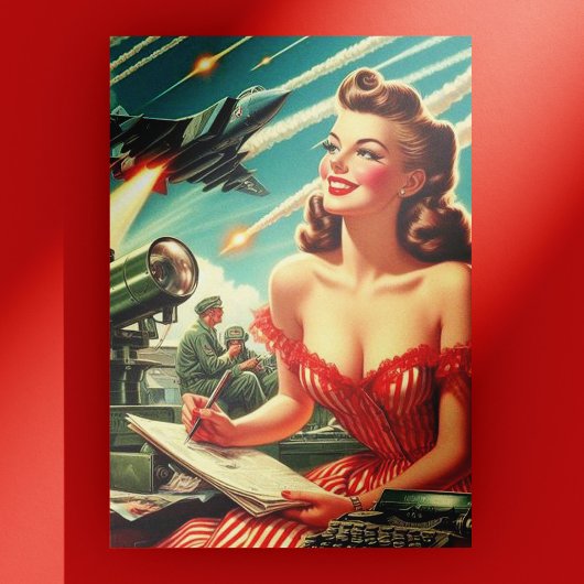 1950s  vrouw illustratie briefkaart