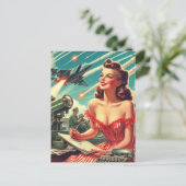 1950s  vrouw illustratie briefkaart (Staand voorkant)