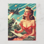 1950s  vrouw illustratie briefkaart (Voorkant)