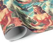 1950s  vrouw illustratie cadeaupapier (Rol Hoek)