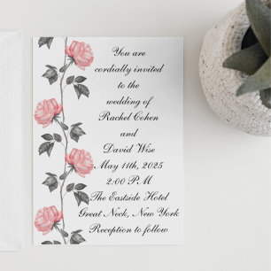 1950's Wallpaper Rozen bruiloft uitnodiging