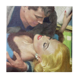 1950s warme kantoor romance tegeltje