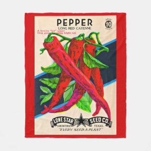1950s zaadpakket kayenne peper print fleece deken
