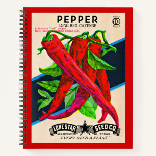 1950s zaadpakket kayenne peper print notitieboek