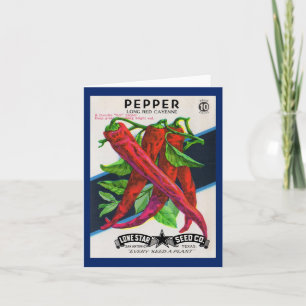 1950s zaadpakket kayenne peper print notitiekaartje