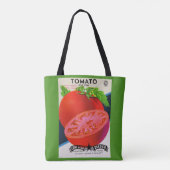 1950s zaadpakket tomaten afdrukken draagtas (Achterkant)