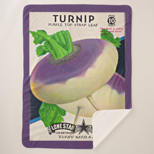 1950s zaadpakket turnips druk sherpa deken (Voorkant)