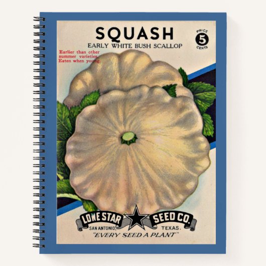 1950s zaadpakket witte squash print notitieboek (Voorkant)