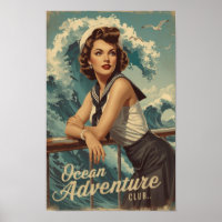 1950s Zeiler Pin-Up Kunst – Retro Nautilsche Cruis