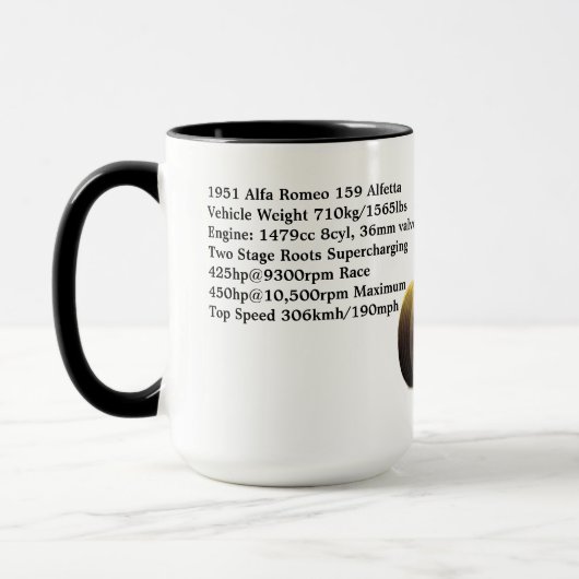 1951 Alfa Romeo 159 Alfetta Spécifications Mug (Gauche)