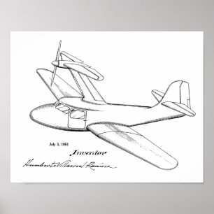 1951 Top Prop Airplane Patent Art Drawing Print