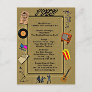 1952 Great Events Birthday Card Briefkaart