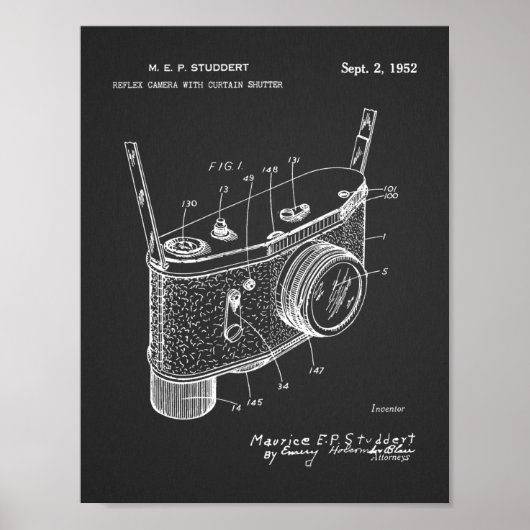1952 Reflex Camera Brevet Art Dessin Impression (Devant)
