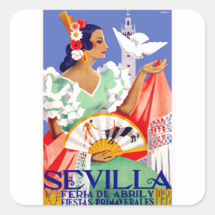 1952 Sevilla Spanje - Eerlijk Poster april Vierkante Sticker