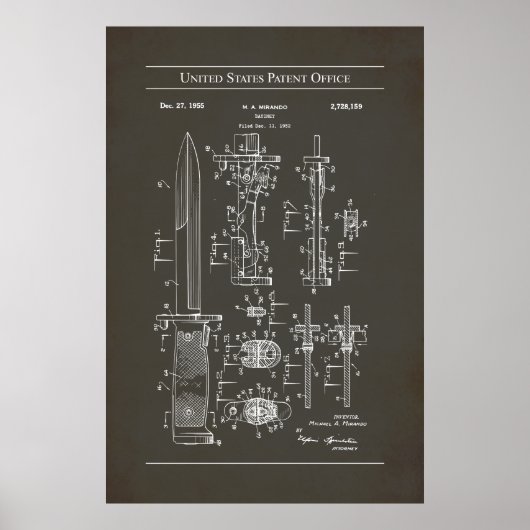 1952 US Patent 2728159 - Bayonet Poster (Voorkant)