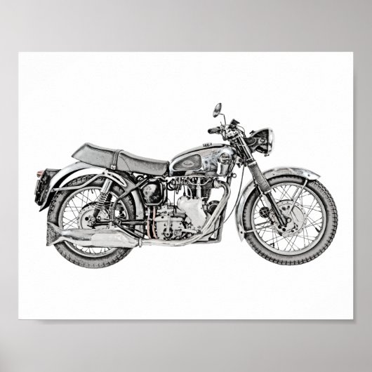 1952 Velocette Venom Motorcycle Illustration Poster (Voorkant)