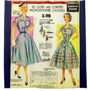 1953 Gimbels Subway Store jurk uitverkoop adverten Douchegordijn