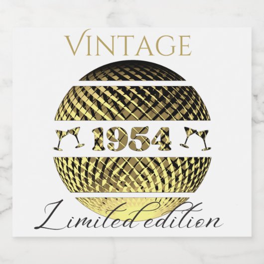 1954 70e verjaardag mousserende wijn Label Sparkling Wijnetiket (Enkel label)