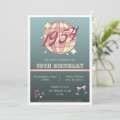  1954 70ste verjaardag retro blauw gr Invitatio Kaart (Staand voorkant)