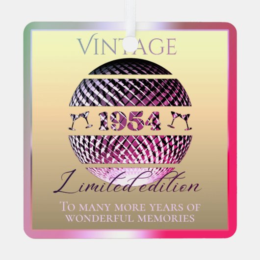  1954 70ste verjaardag roze metalen ornament (Achterkant)