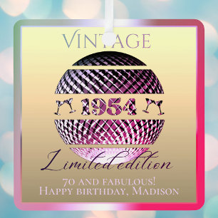  1954 70ste verjaardag roze metalen ornament