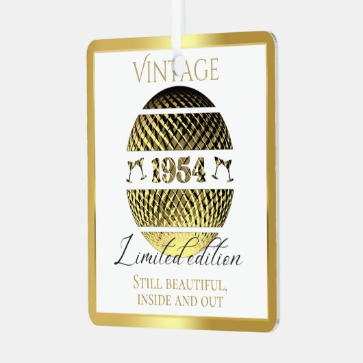  1954 70ste verjaardagsgoud metalen ornament (Voorkant links)