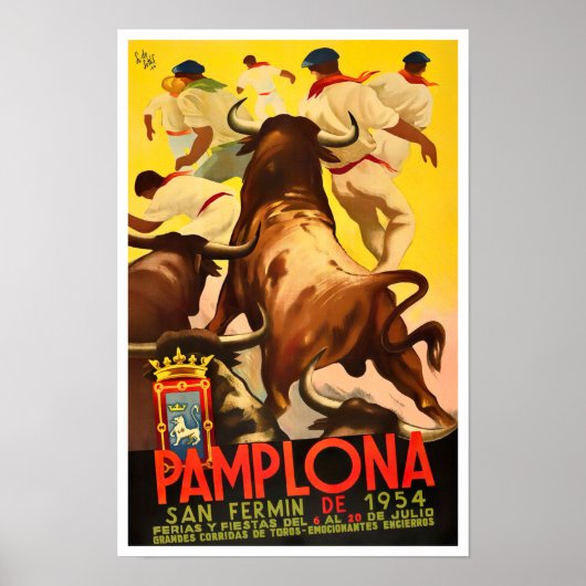1954 vintonijnreis Feria de Pamplona Poster (Voorkant)