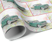 1955 auto op de wegenkaart cadeaupapier (Rol Hoek)