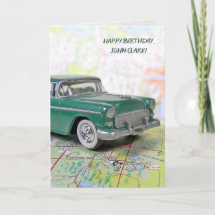 1955 auto op een routekaart kaart