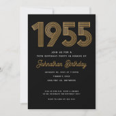 1955 Black Faux Gold 70e anniversaire Invitation (Devant)