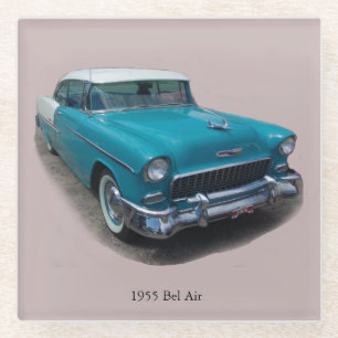 1955 Blauw/White Bel Air glazen onderzetter