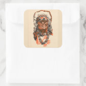 1955 Indiaas chef van Billy the Kind (UK) strips Vierkante Sticker (Tas)