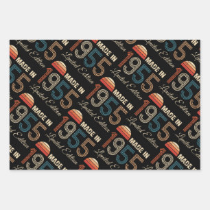 1955 Vintage 70ste verjaardag Inpakpapier Vel