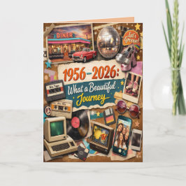 1956-2026 Retro 70th Birthday Greeting Card Feestdagen Kaart